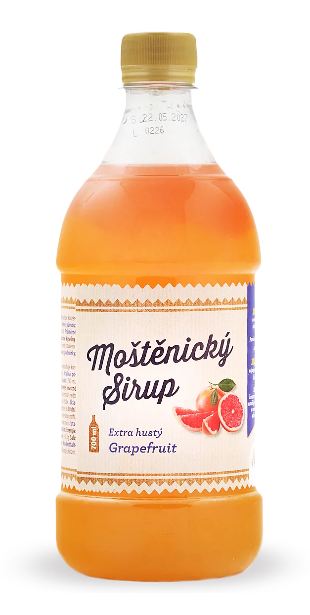 Moštěnický Grapefruitsirup in einer 700-ml-PET-Flasche