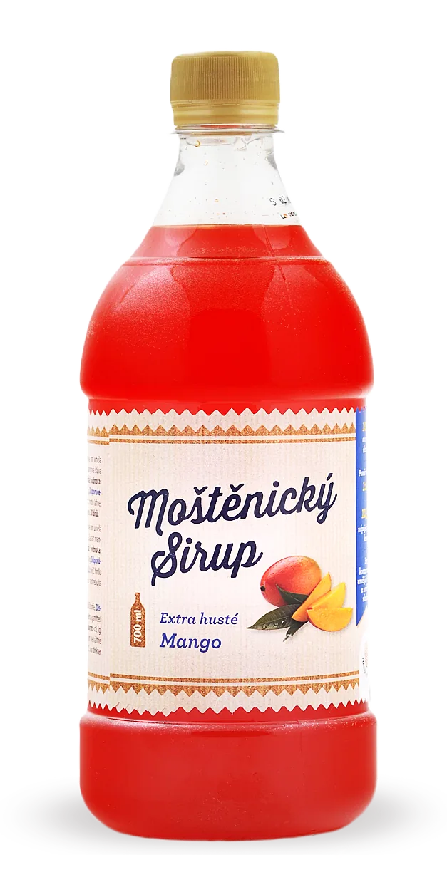 Moštěnický Mangosirup in einer 700-ml-PET-Flasche